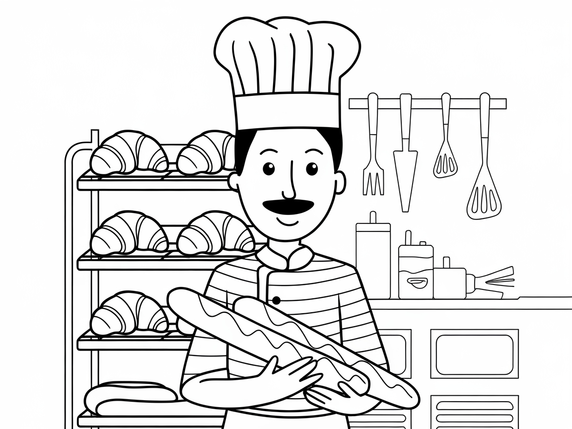 Bake Up Some Fun with This Delightful Baker Coloring Page