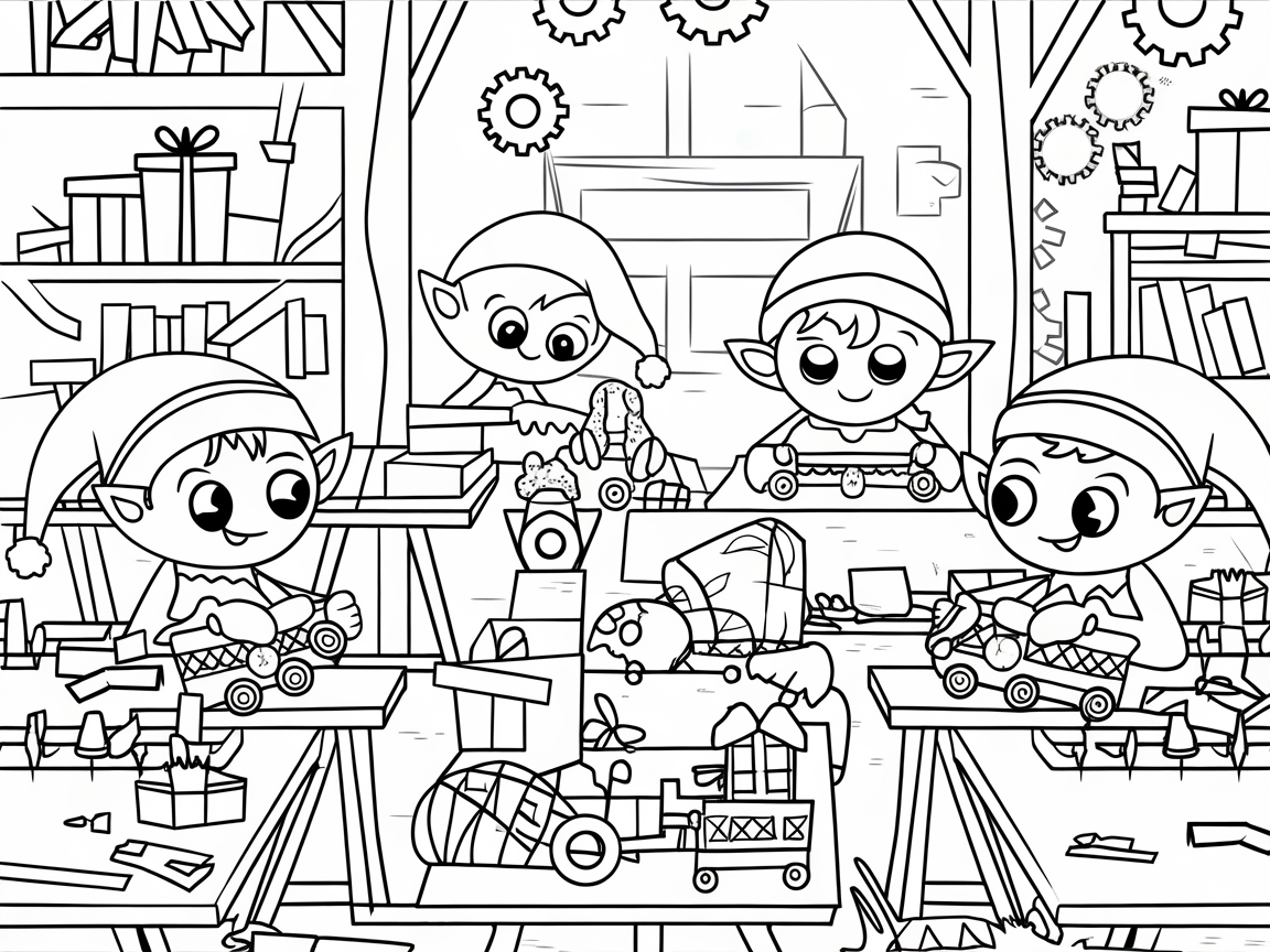 Busy Elves in Santa