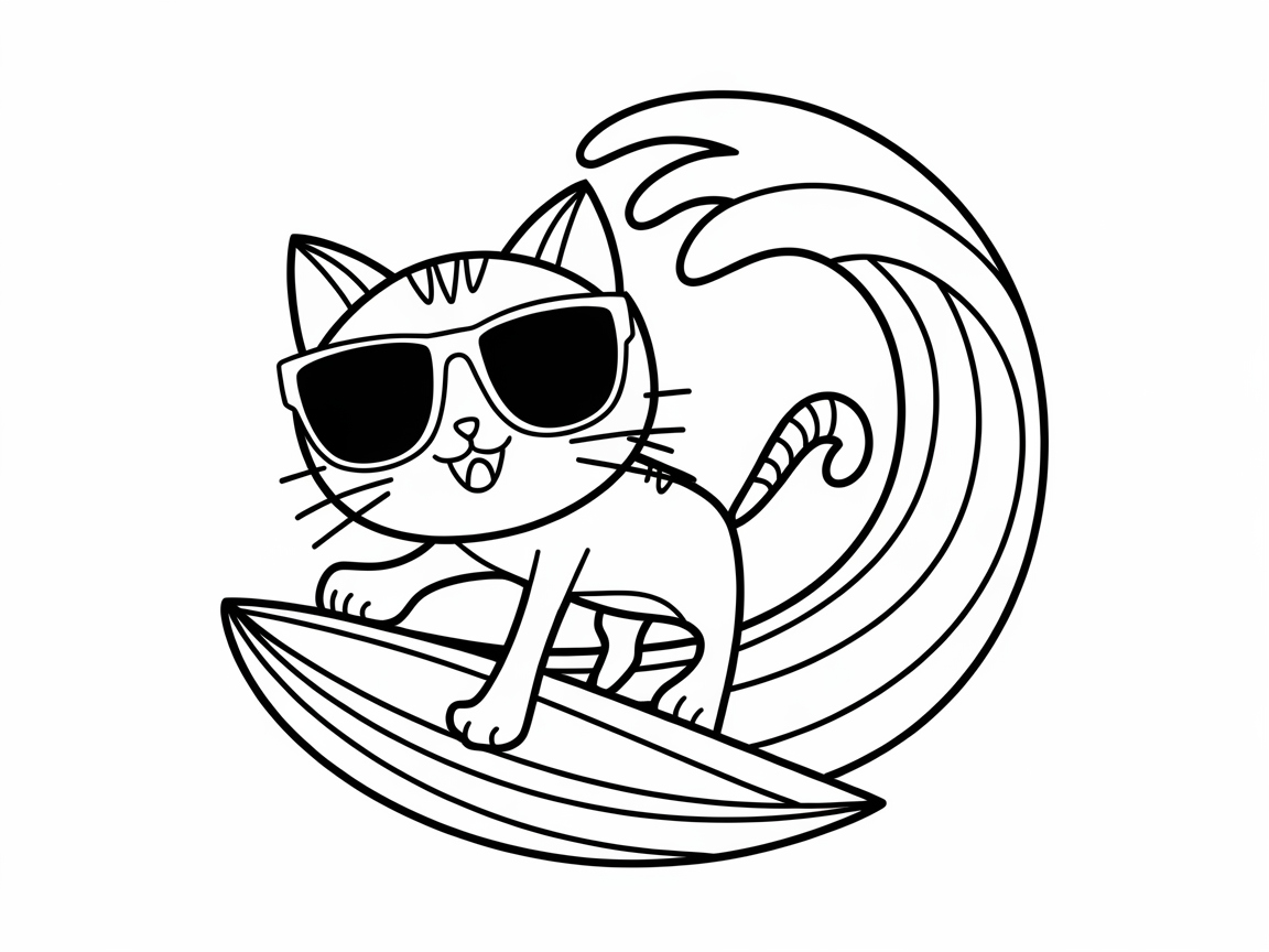 Ride the Waves with This Cool Cat Surfer