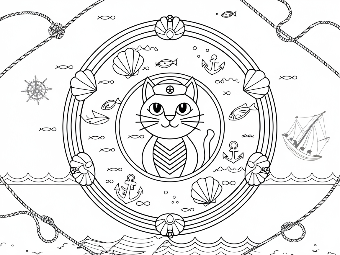 Sail Away with This Nautical Cat Mandala