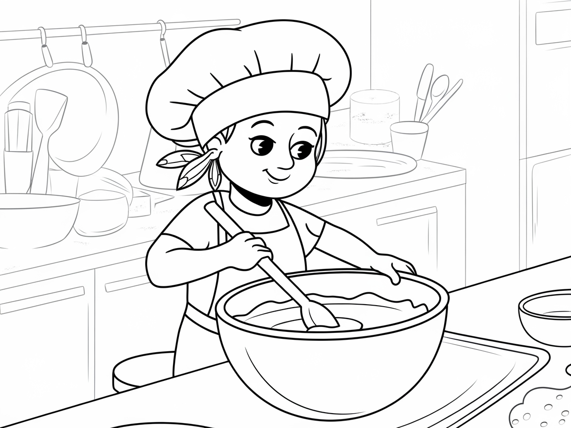 Bake Up Fun with This Young Chef Coloring Page