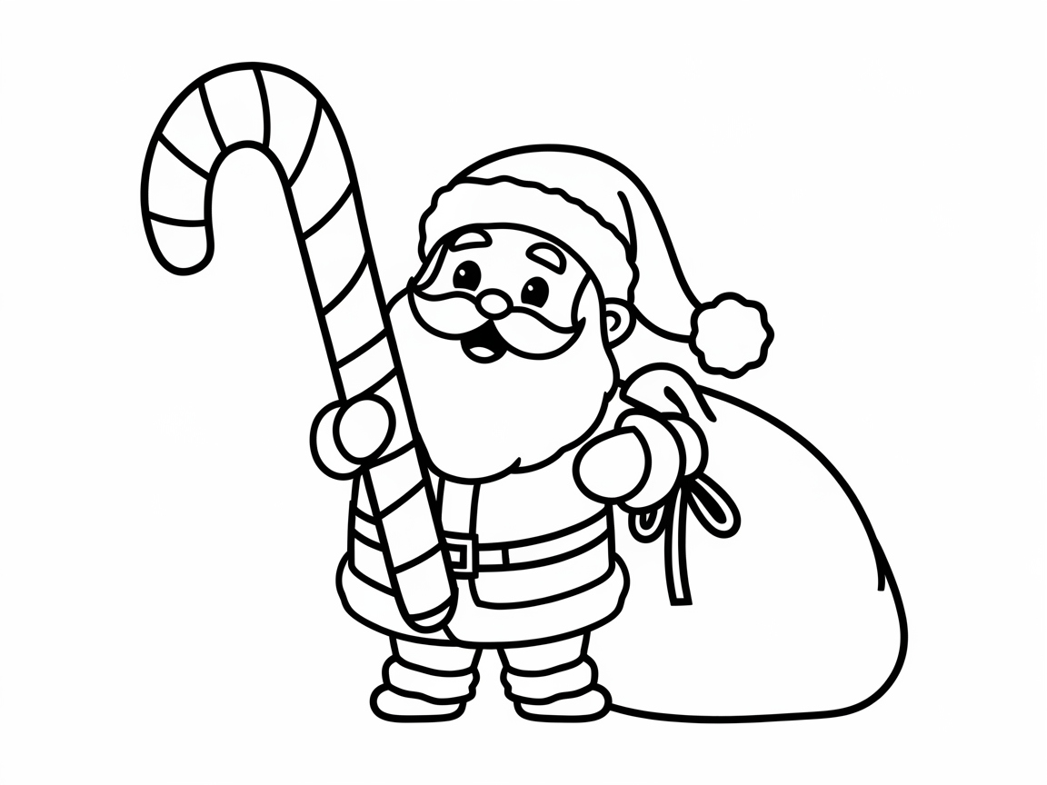 Jolly Santa with a Festive Candy Cane