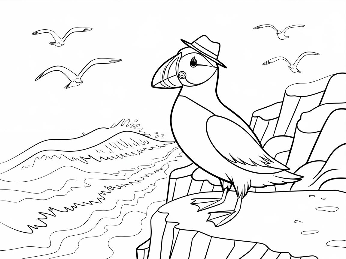 Adventure Awaits with This Dapper Puffin Coloring Page
