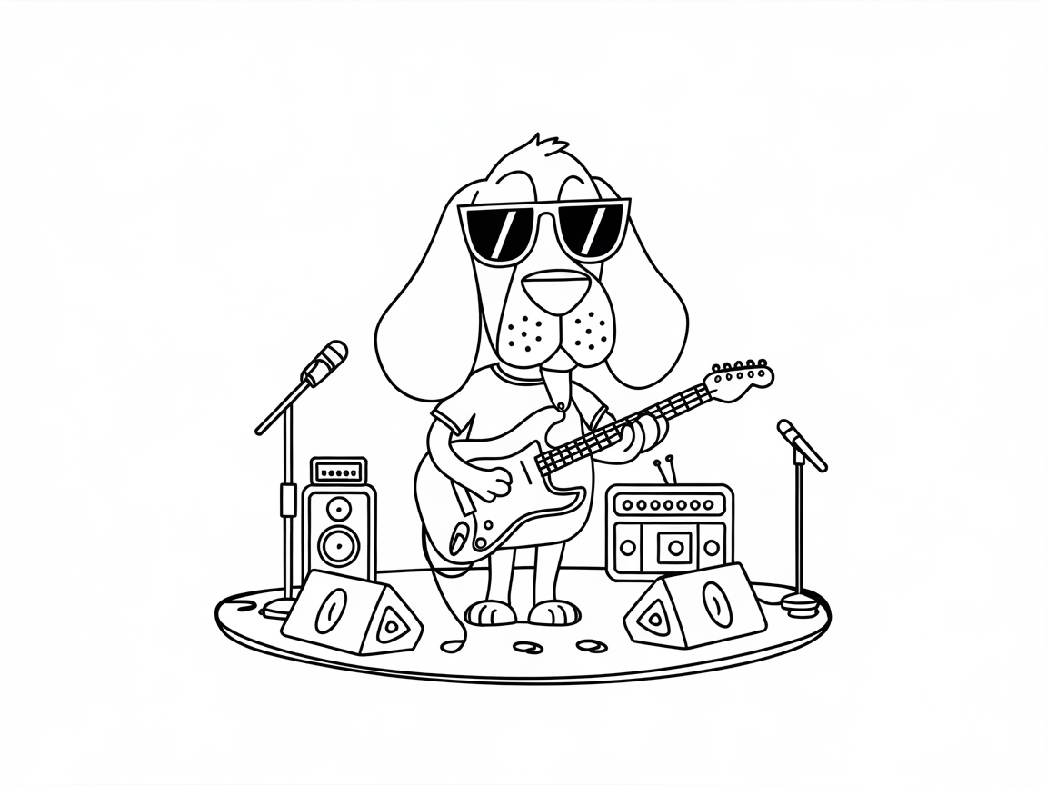 Rockstar Basset Hound Takes the Stage