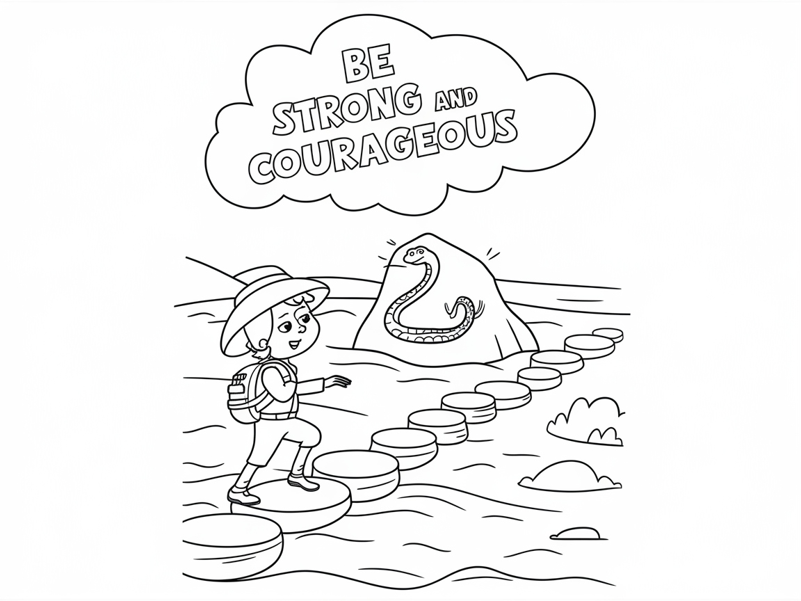 Step With Courage: Adventure-Ready Coloring Scene