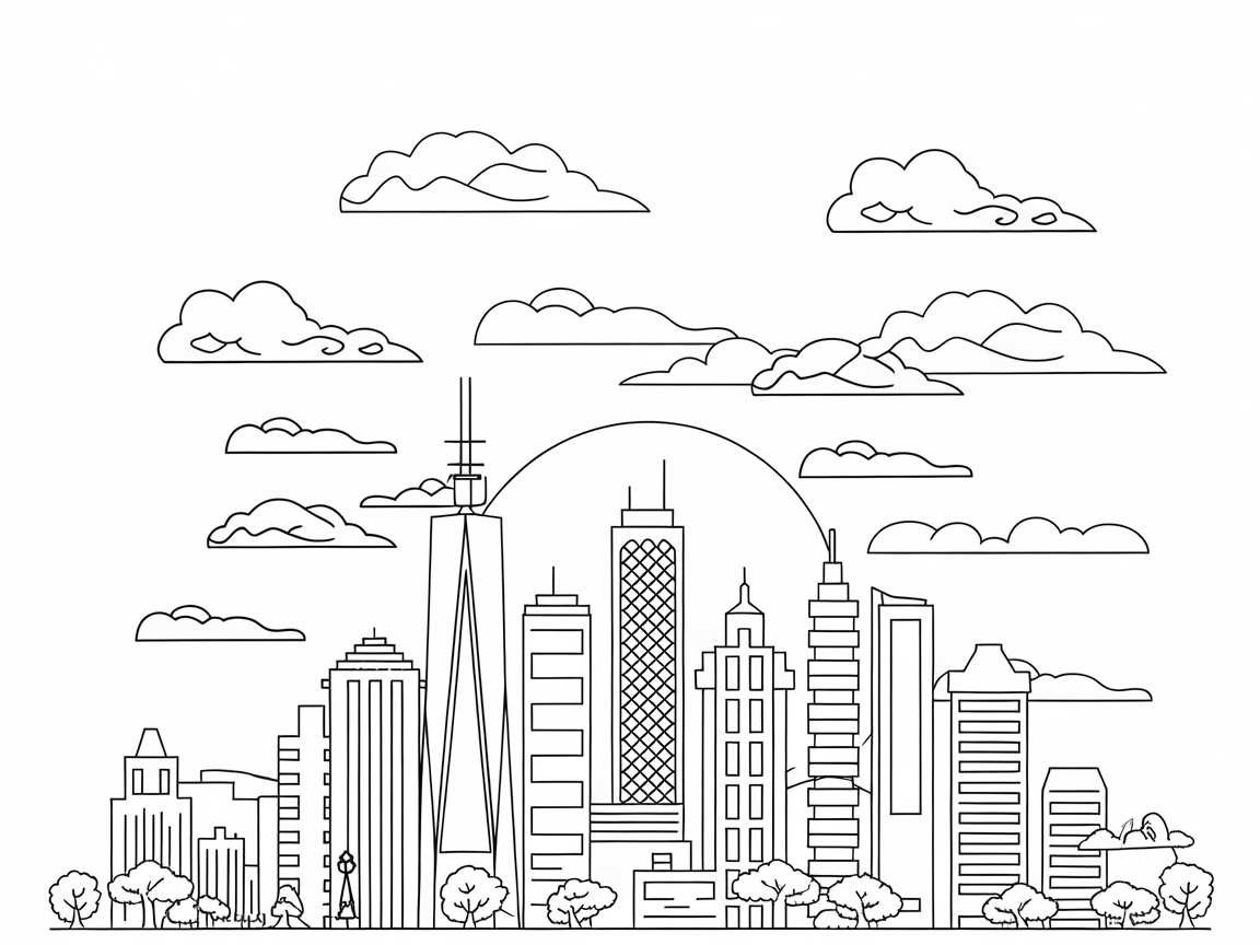 Color This Scenic City Skyline