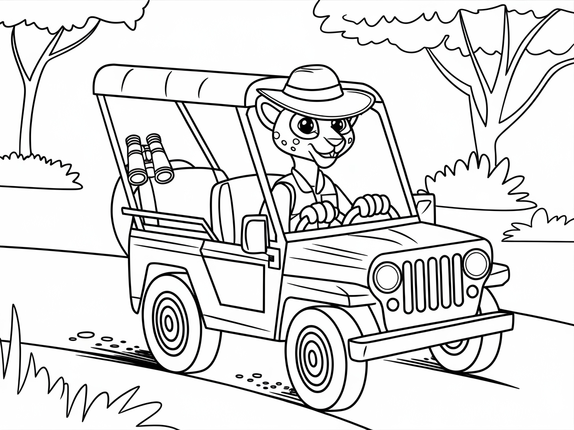 Adventure-Ready Cheetah on a Safari Jeep