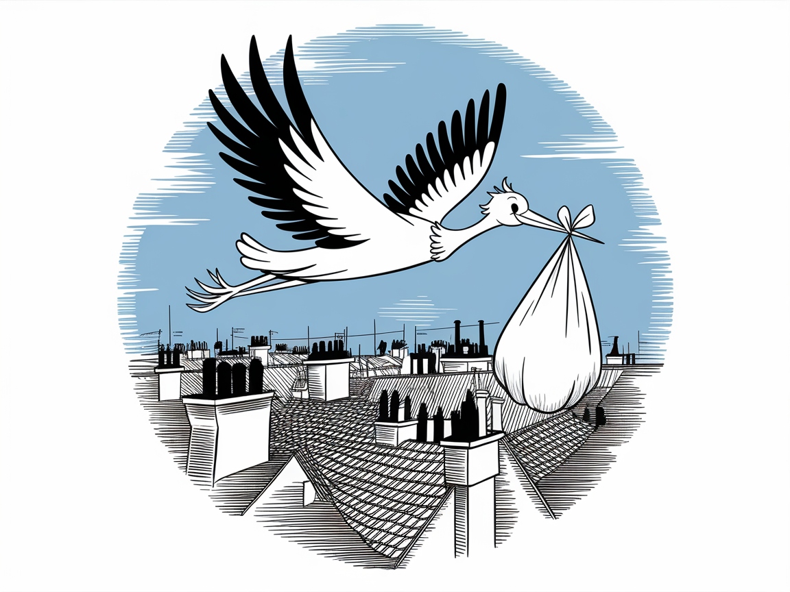 Celebrate New Beginnings with This Whimsical Stork Color Page