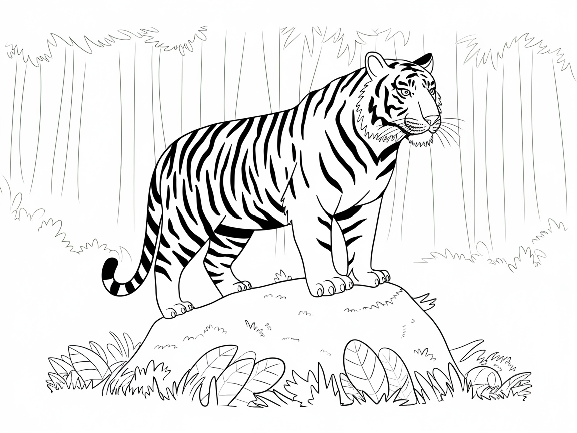 Majestic Bengal Tiger in the Jungle Scene