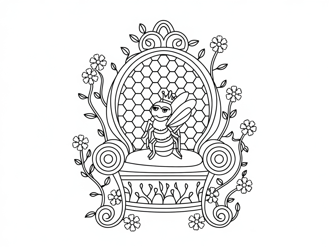 Add a Royal Touch with This Queen Bee Throne Coloring Page