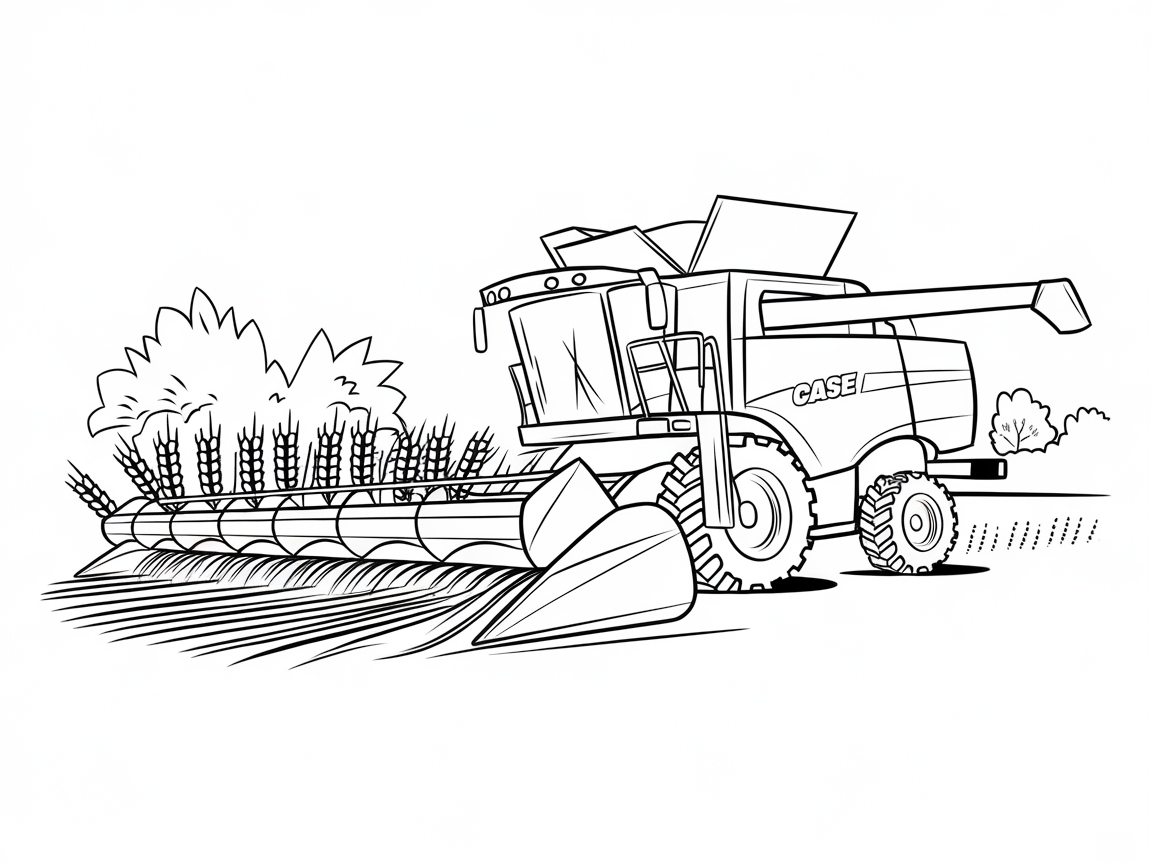 Harvest Action with This Case Combine Harvester Scene
