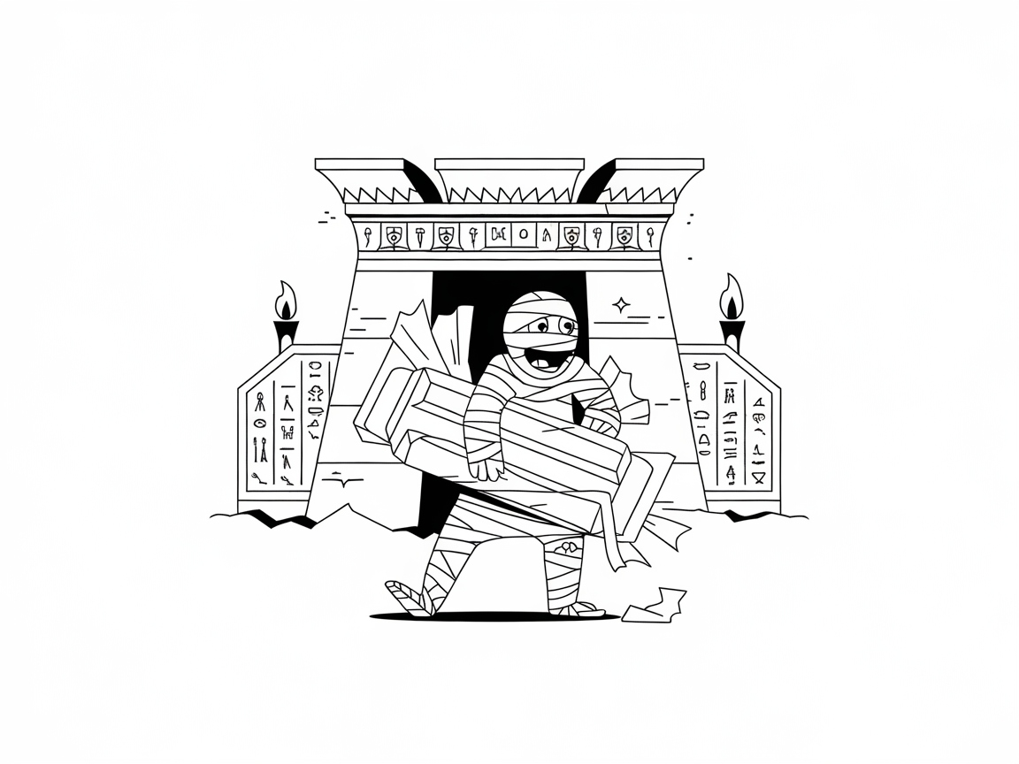 Cheerful Mummy with a Candy Treasure Trove