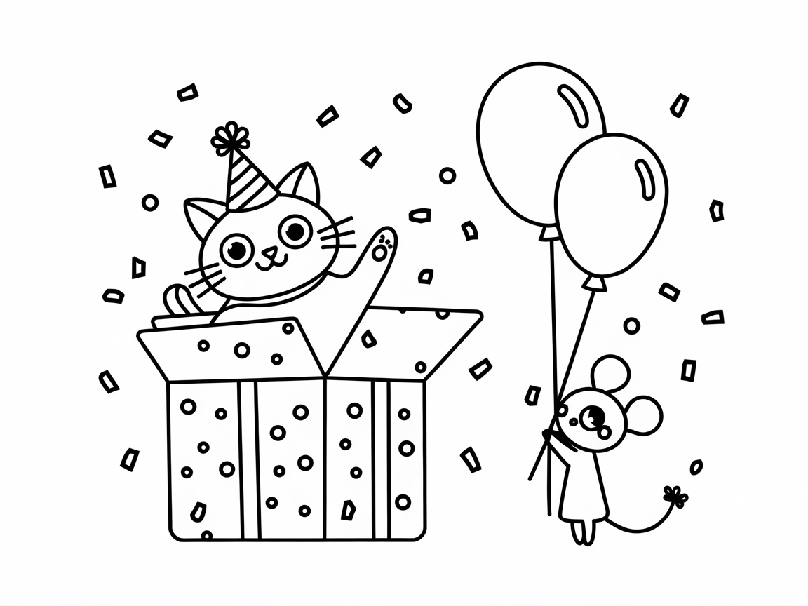 Celebrate Joy with This Festive Cat and Mouse Party Scene