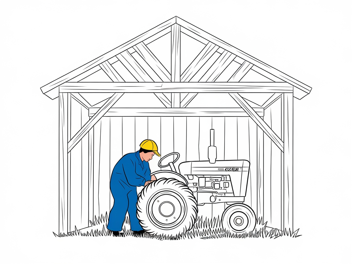 Tinker and Color with This Case Tractor Maintenance Scene