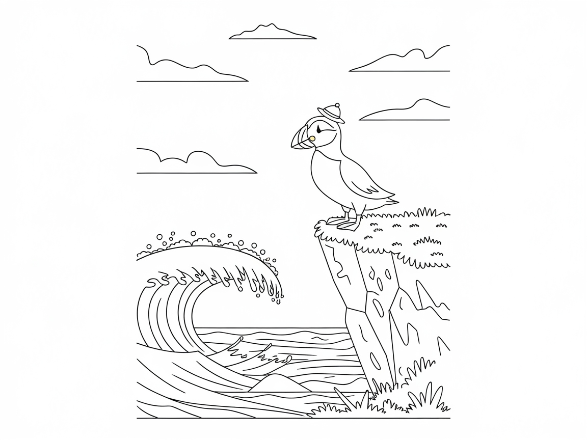 Adventure Awaits with This Playful Puffin by the Waves