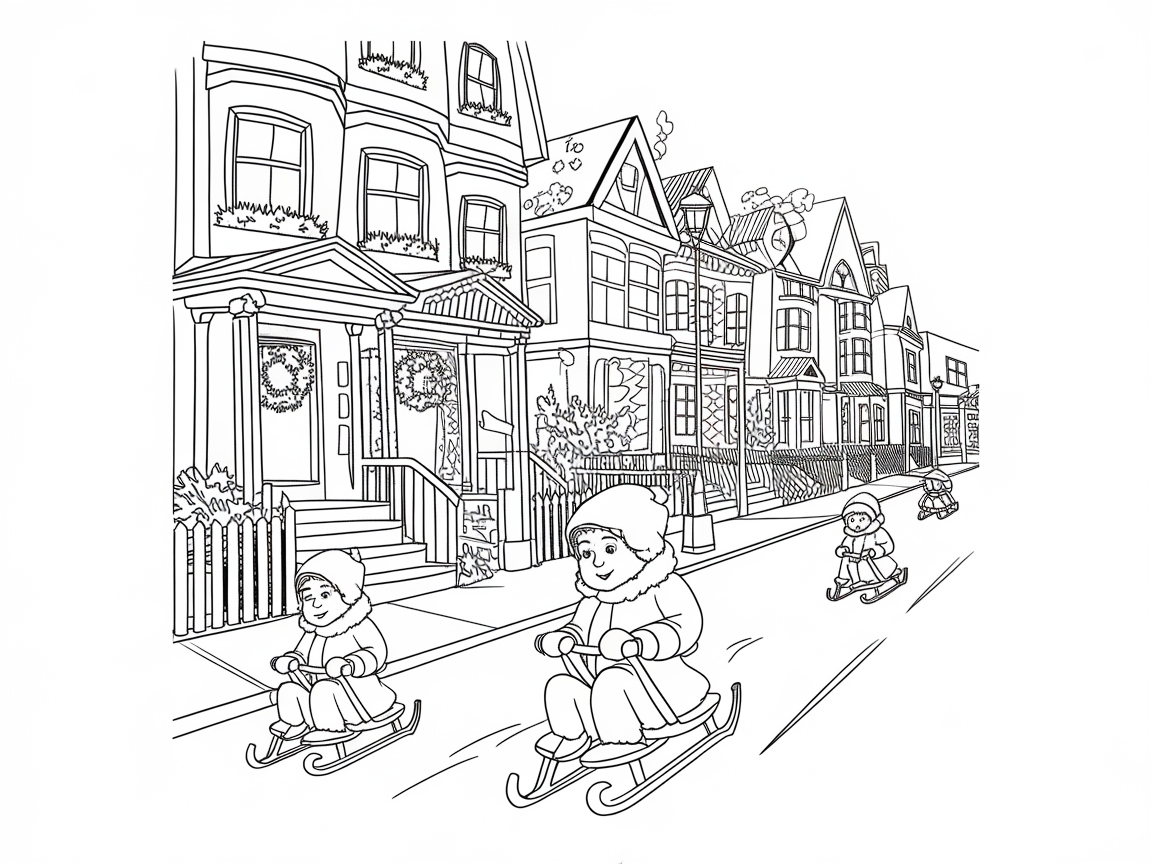 Festive Neighborhood Sledding Adventure
