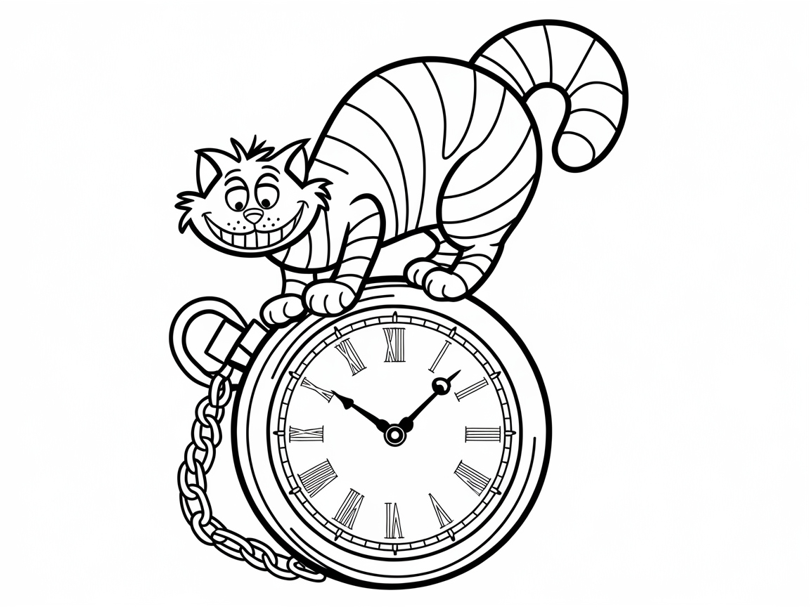 Cheshire Cat Balancing on a Pocket Watch
