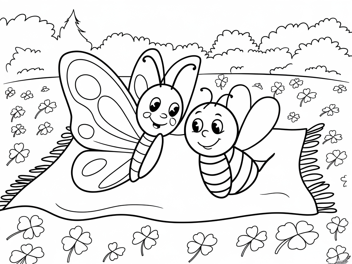 Cute Butterfly and Bee Picnic