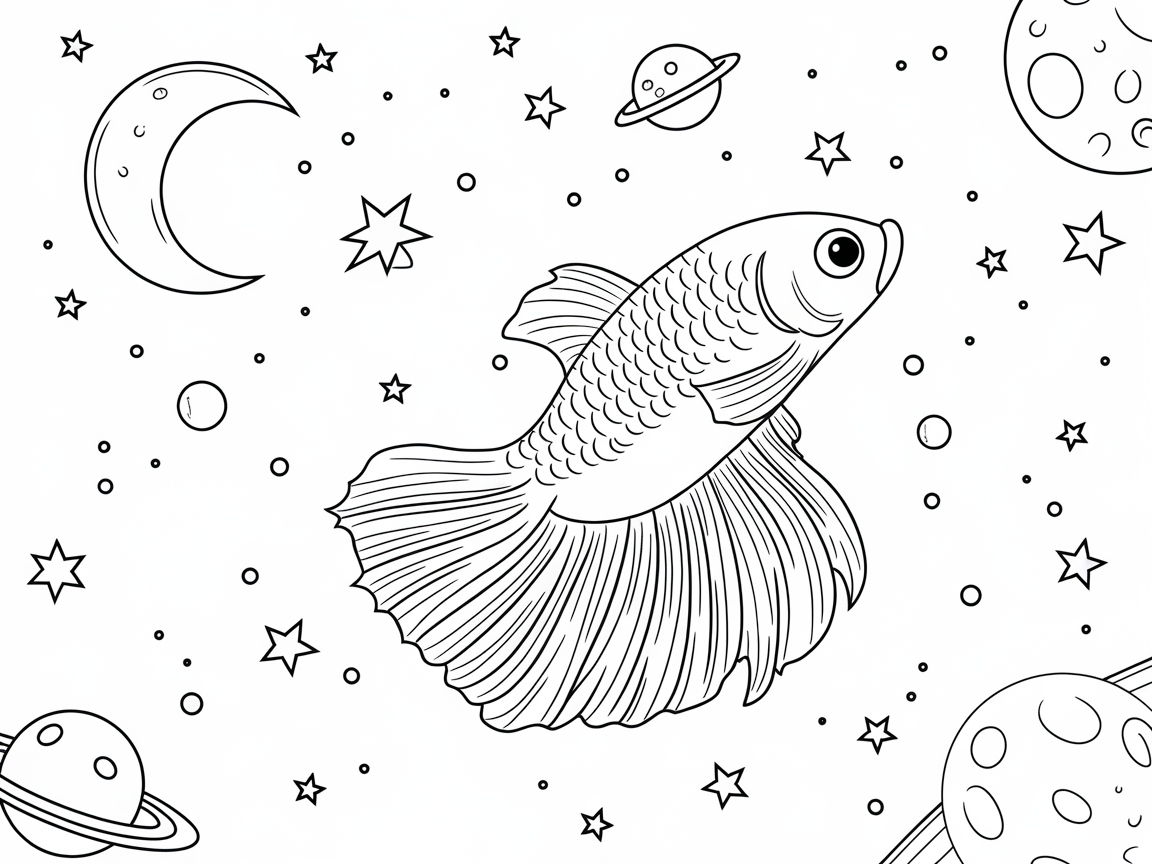 Betta Fish in a Cosmic Adventure