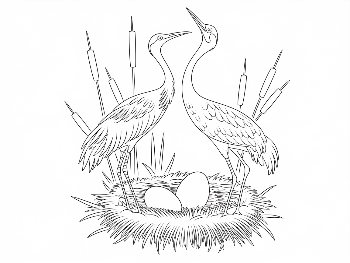 Graceful Heron Nesting Scene
