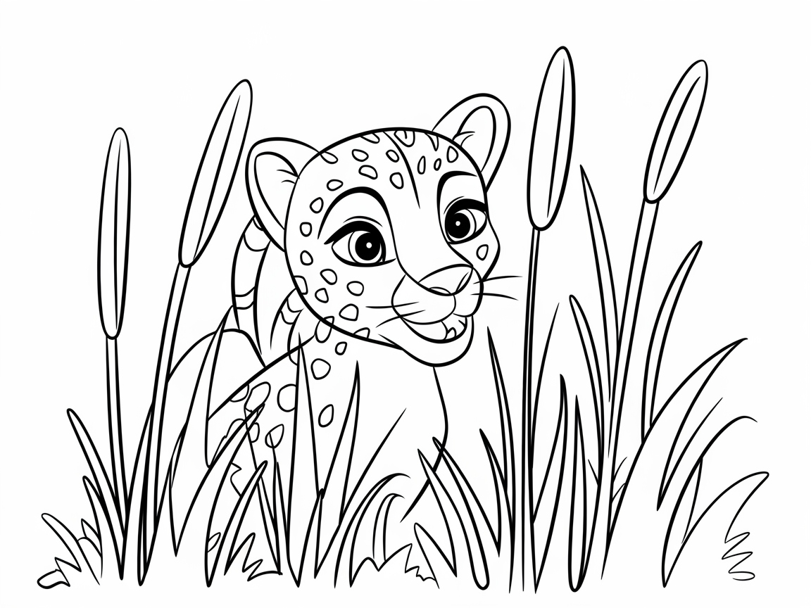Playful Cheetah Among the Reeds