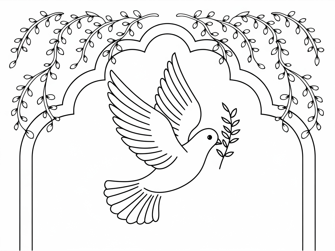 Peaceful Dove with Olive Branch