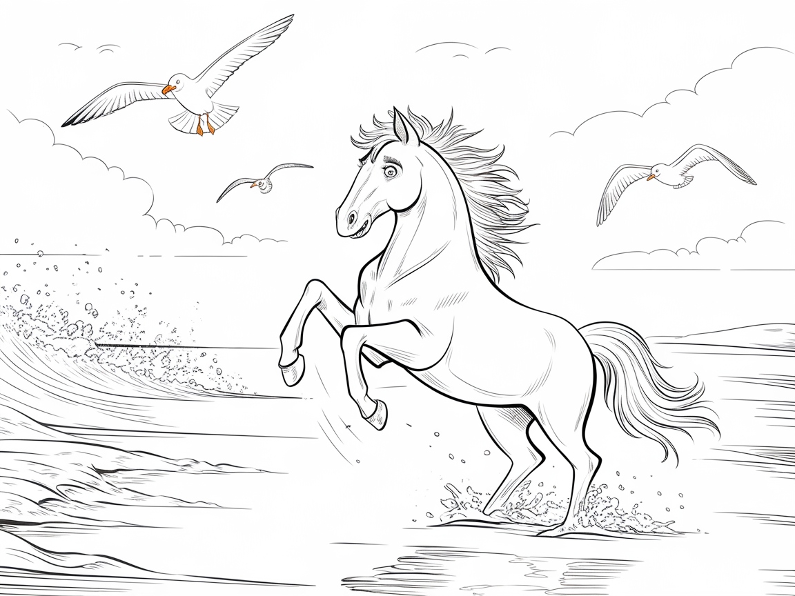 Seaside Gallop: Majestic Horse on the Beach