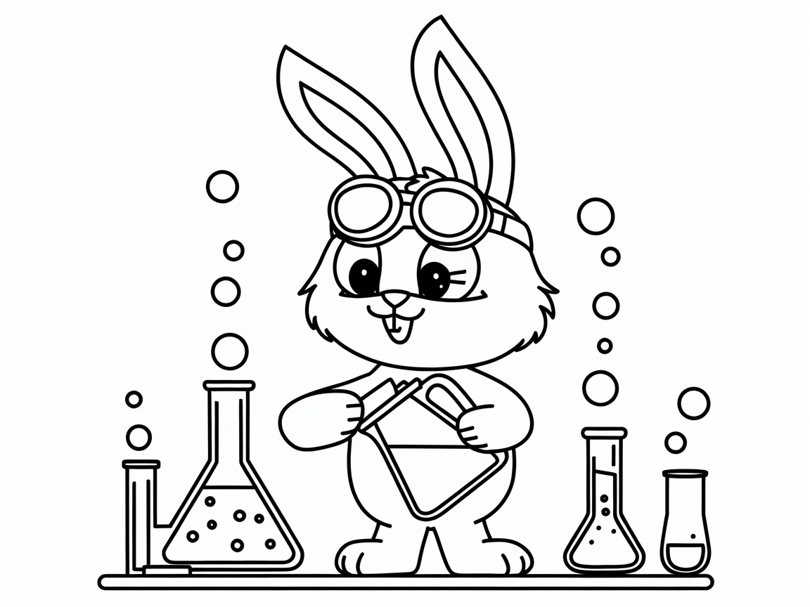 Scientist Bunny in a Whimsical Laboratory
