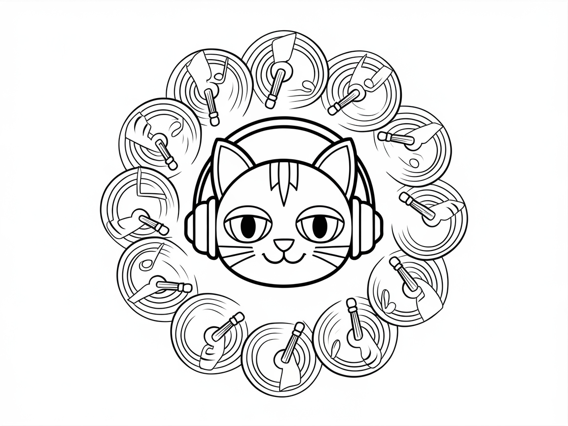 Groove with This DJ Cat Mandala