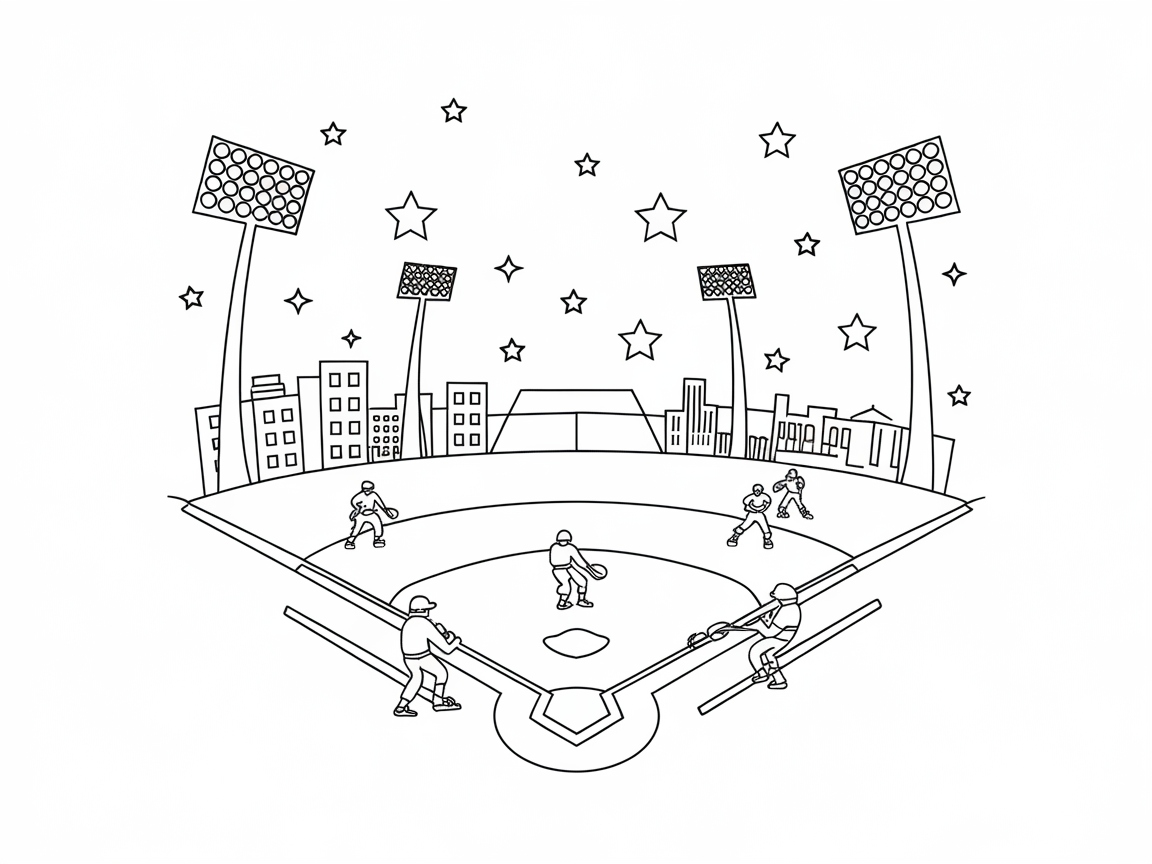 Under the Stars: Nighttime Baseball Scene