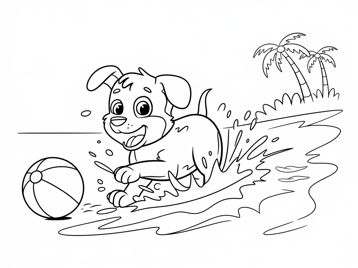 Playful Pup and Beach Ball Extravaganza