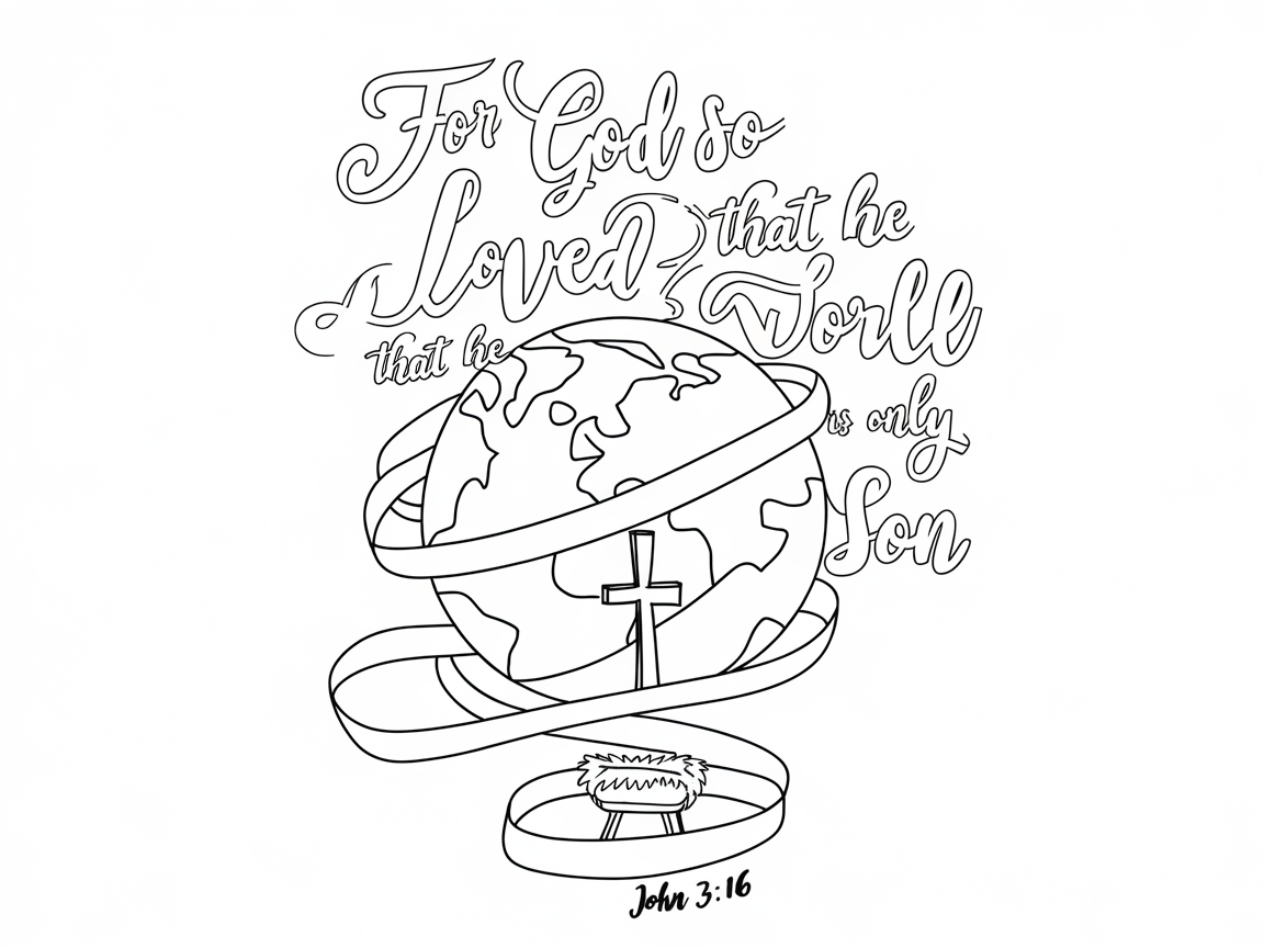 Global Love in John 3:16 Coloring Page