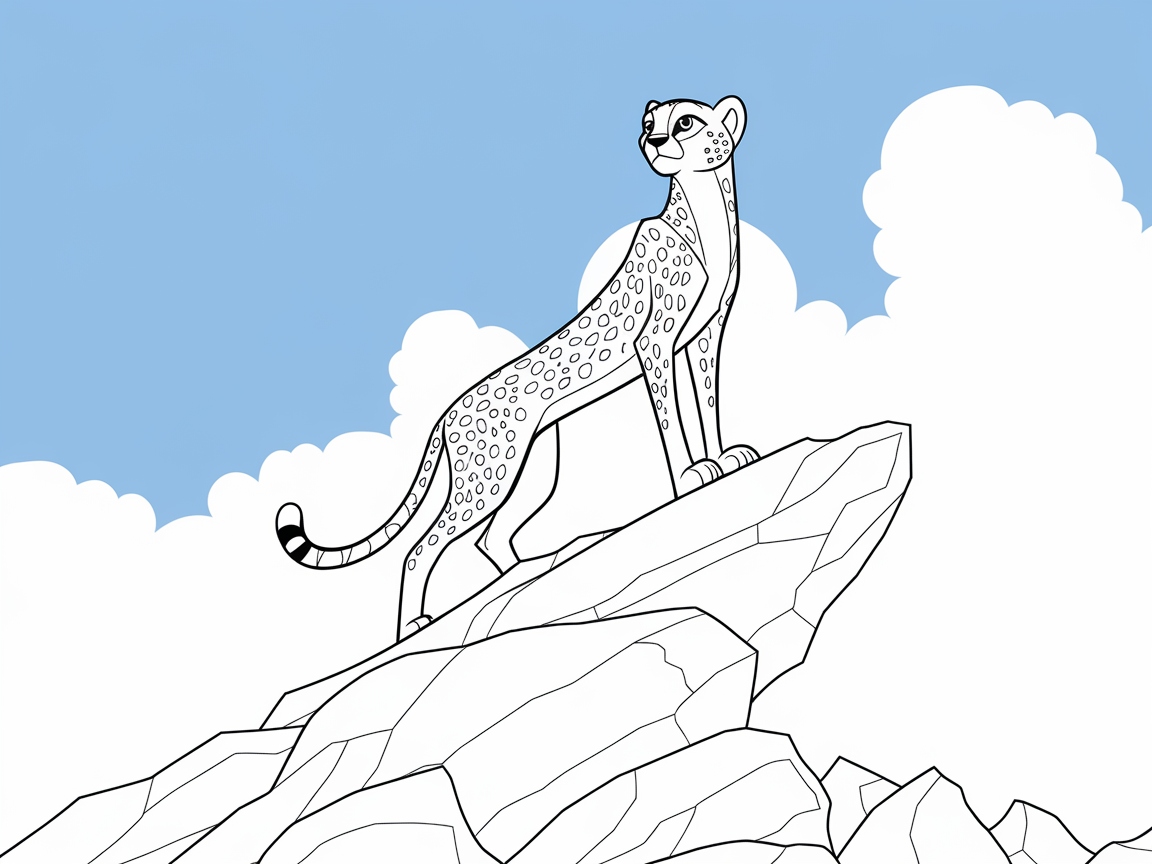 Conquer the Heights With This Majestic Cheetah Coloring Page