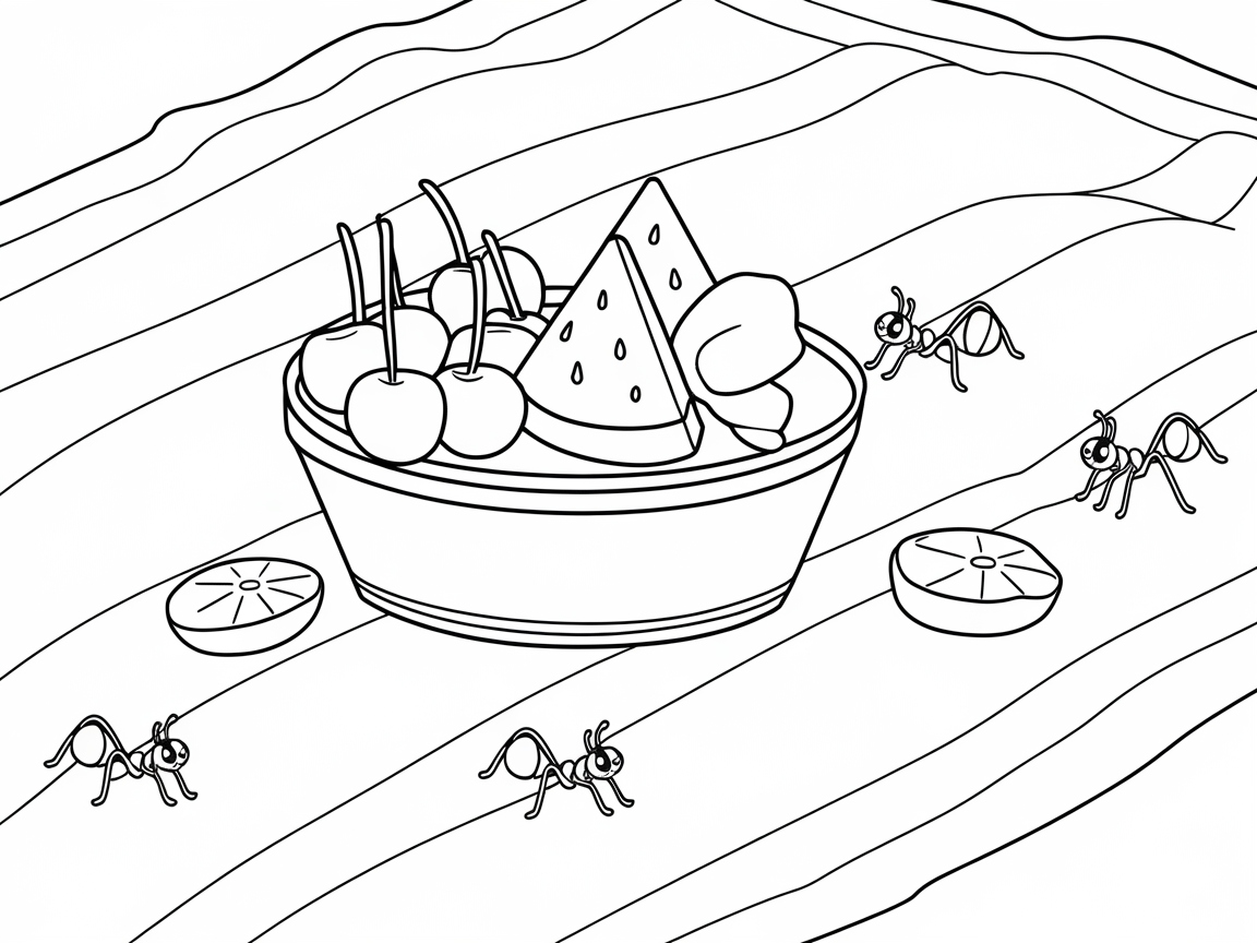 Fun Picnic Scene with Playful Ants