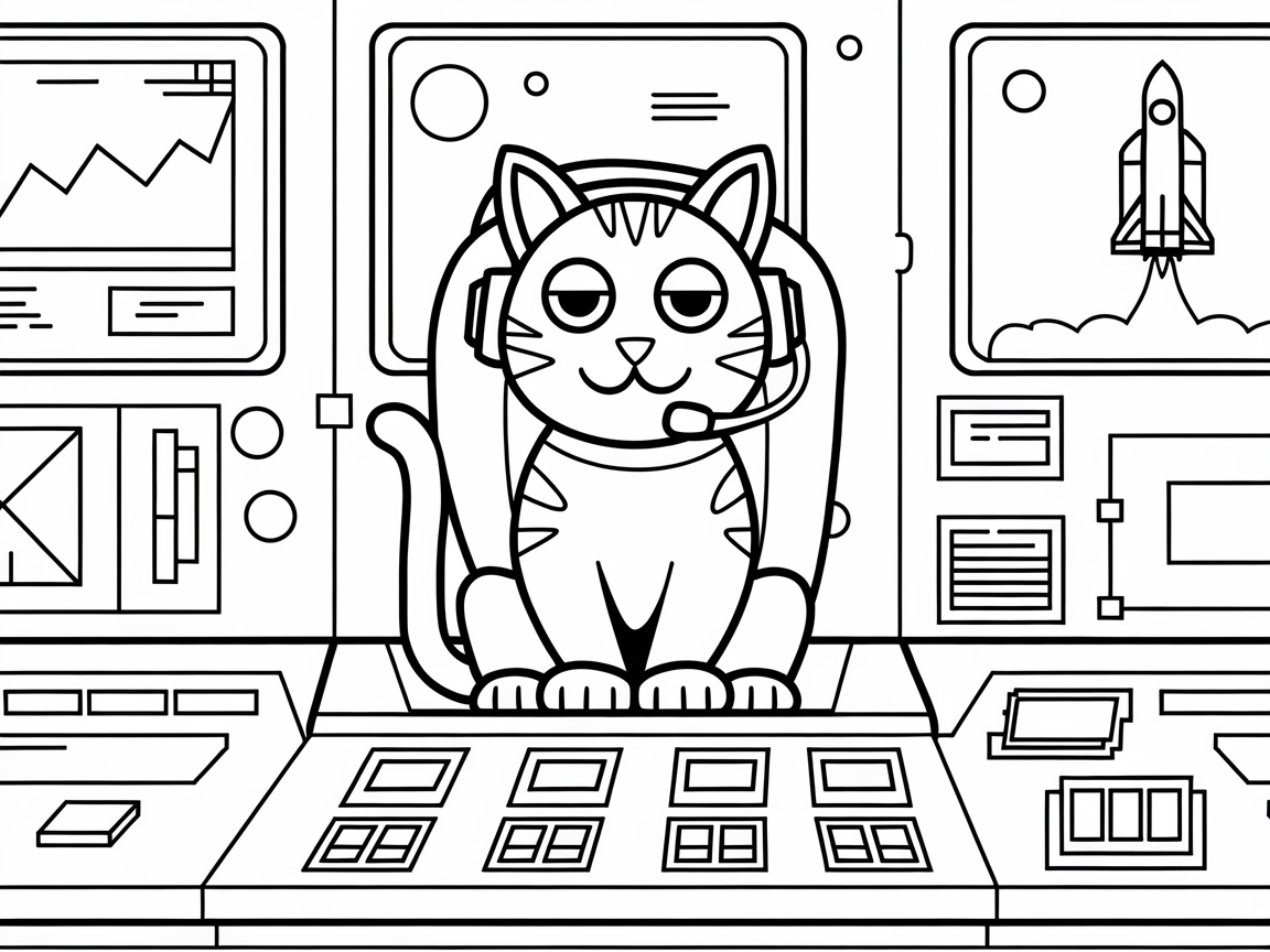 Mission Control Cat at the Helm