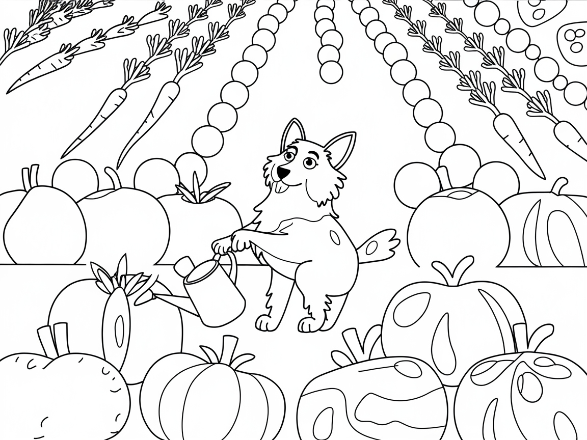 Garden Helper Border Collie Amidst the Vegetables