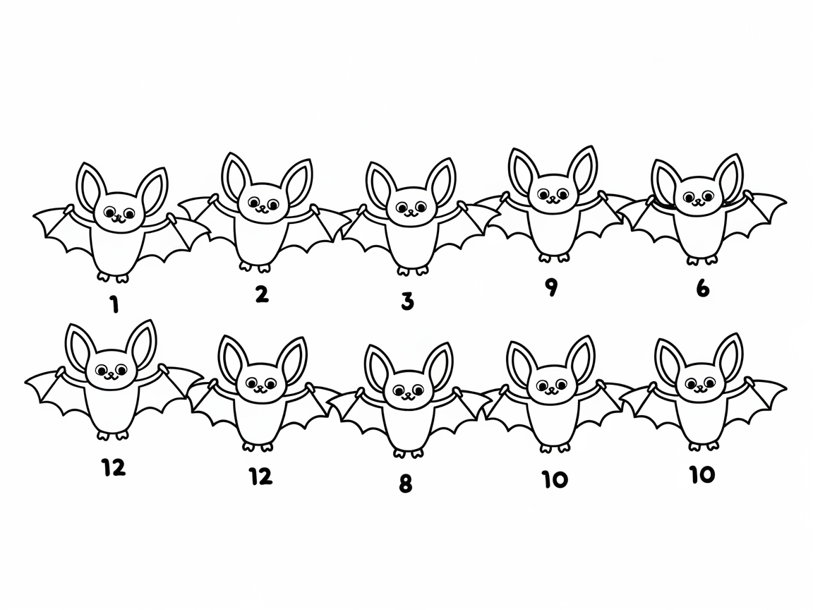 Adorable Bat Counting Page for Kids