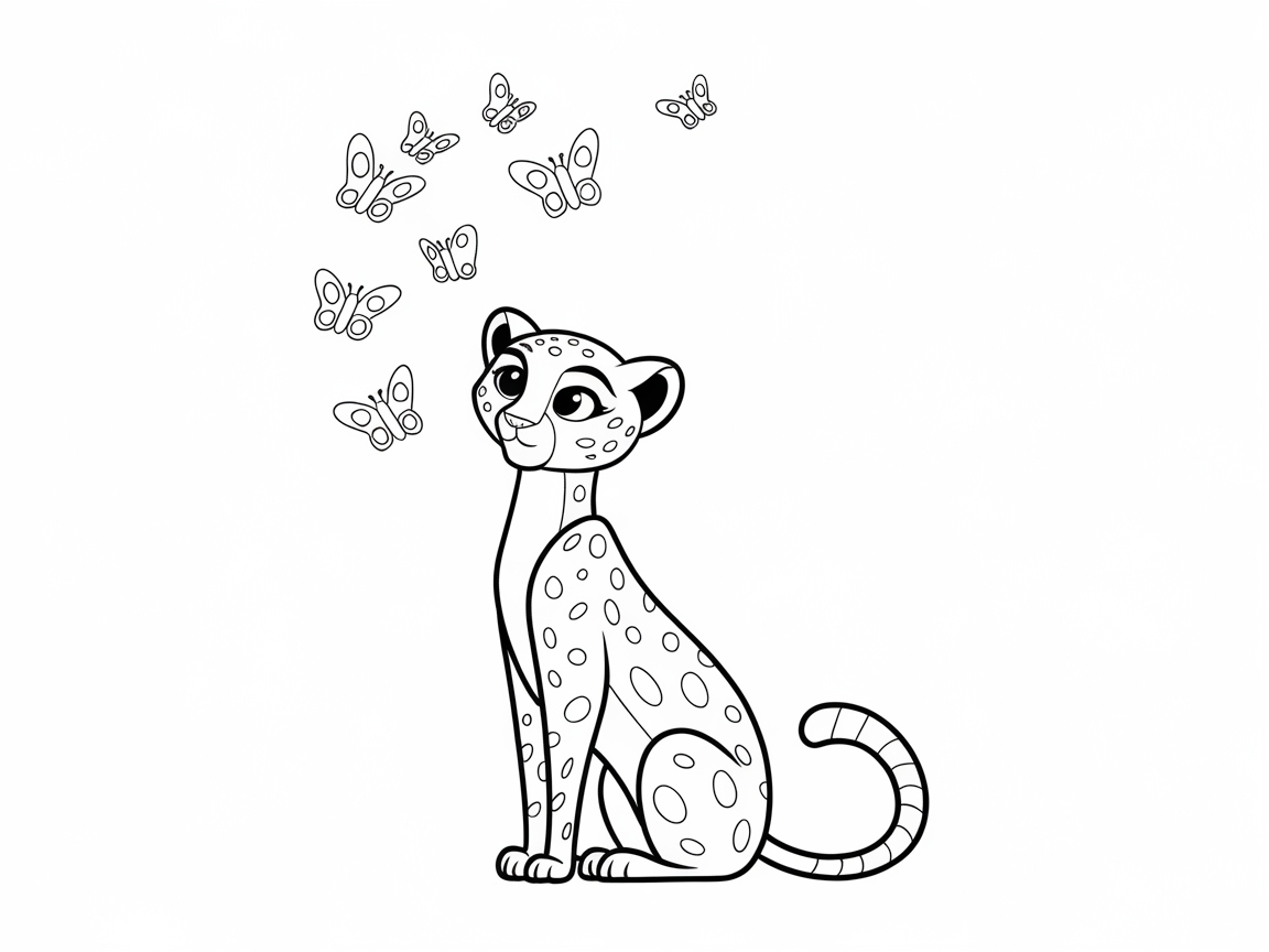 Charming Cheetah Cub with Butterflies