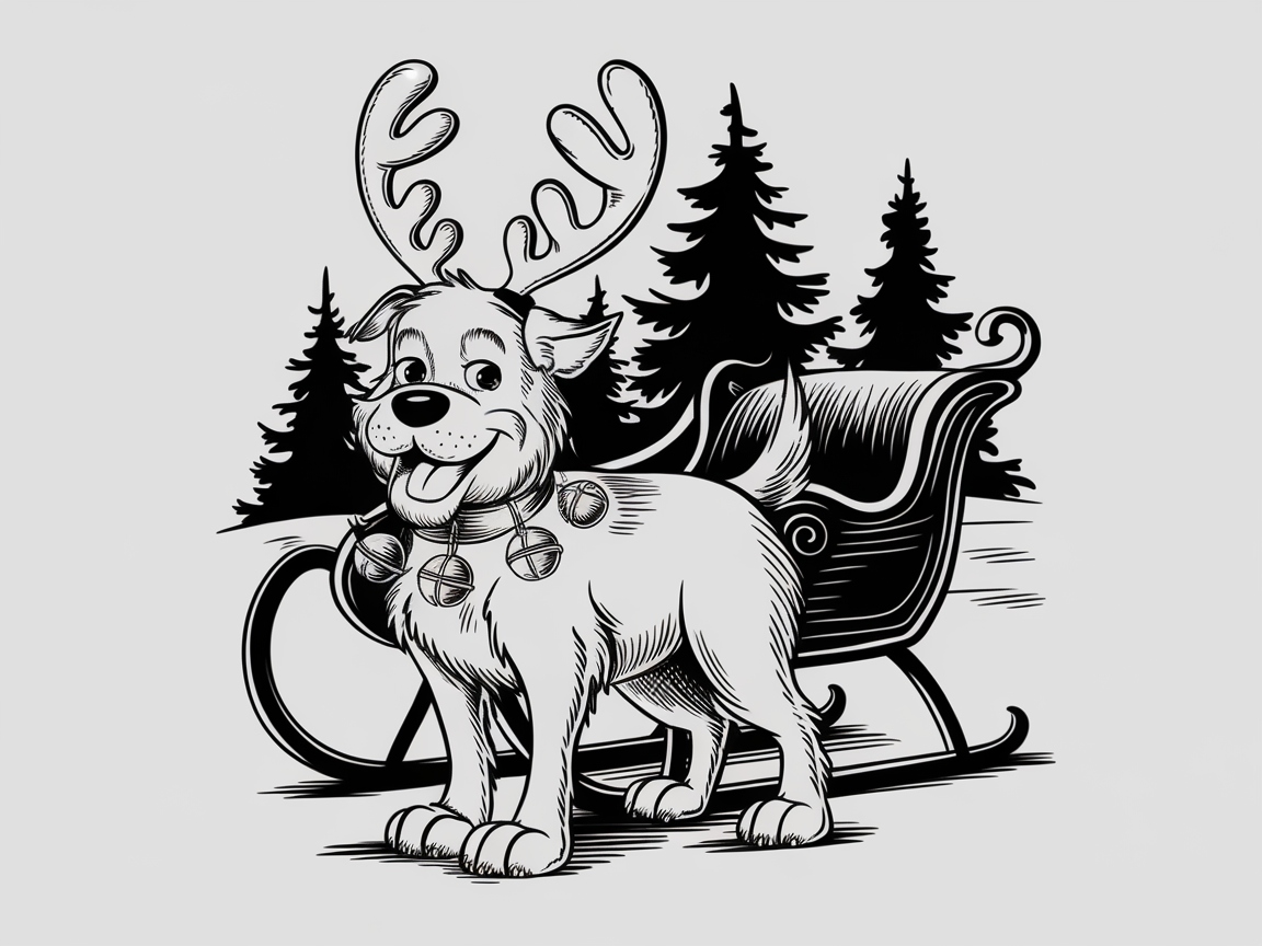 Create Holiday Magic with This Reindeer Pup and Sleigh