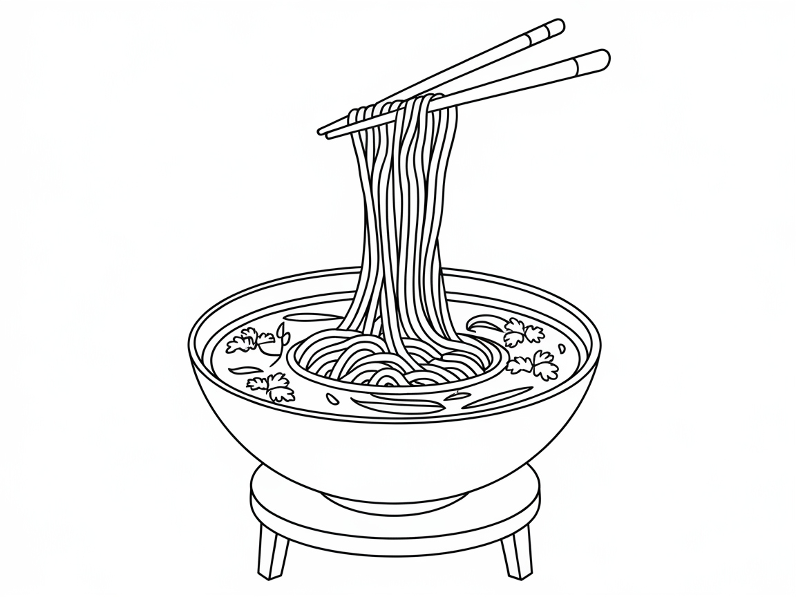 Noodle Bowl Coloring Page for Culinary Artists