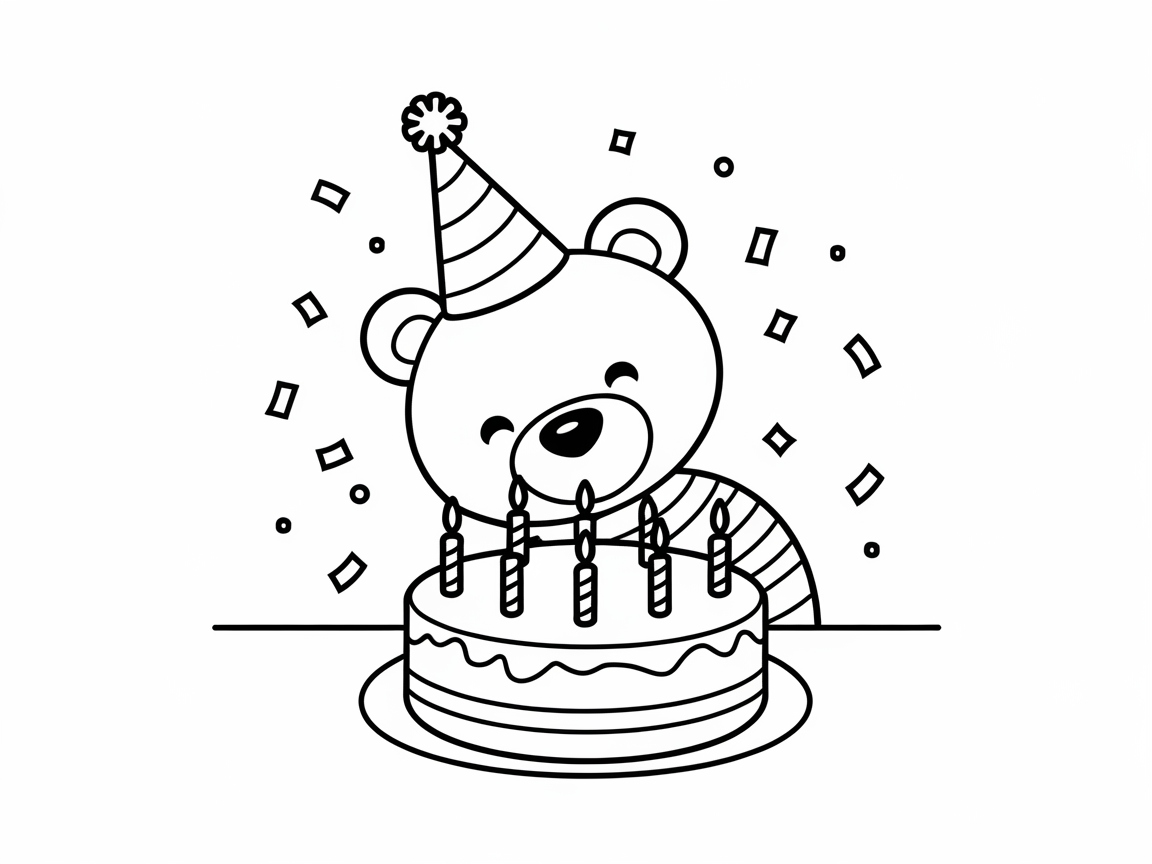 Celebrate With This Adorable Birthday Bear Coloring Page