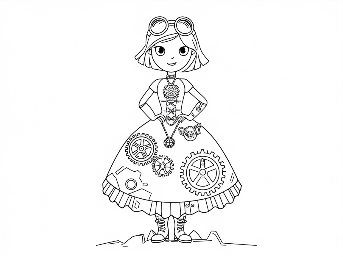 Gear Up for Fun with This Steampunk Dress Coloring Page
