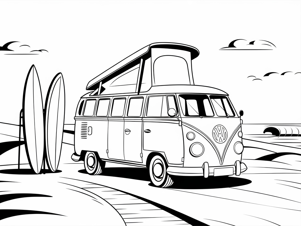 Ride the Waves With This Classic Camper Van Scene