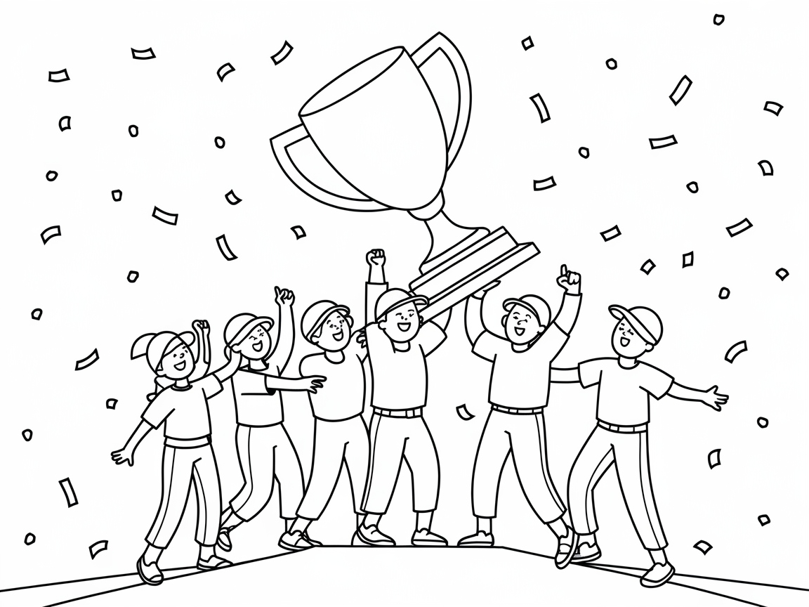 Celebrate Victory with This Joyous Team Trophy Coloring Page