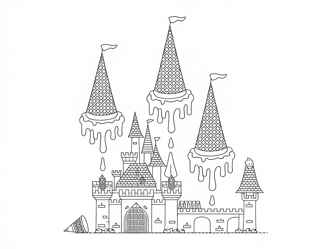 Whimsical Ice Cream Cone Castle Awaits Your Colors