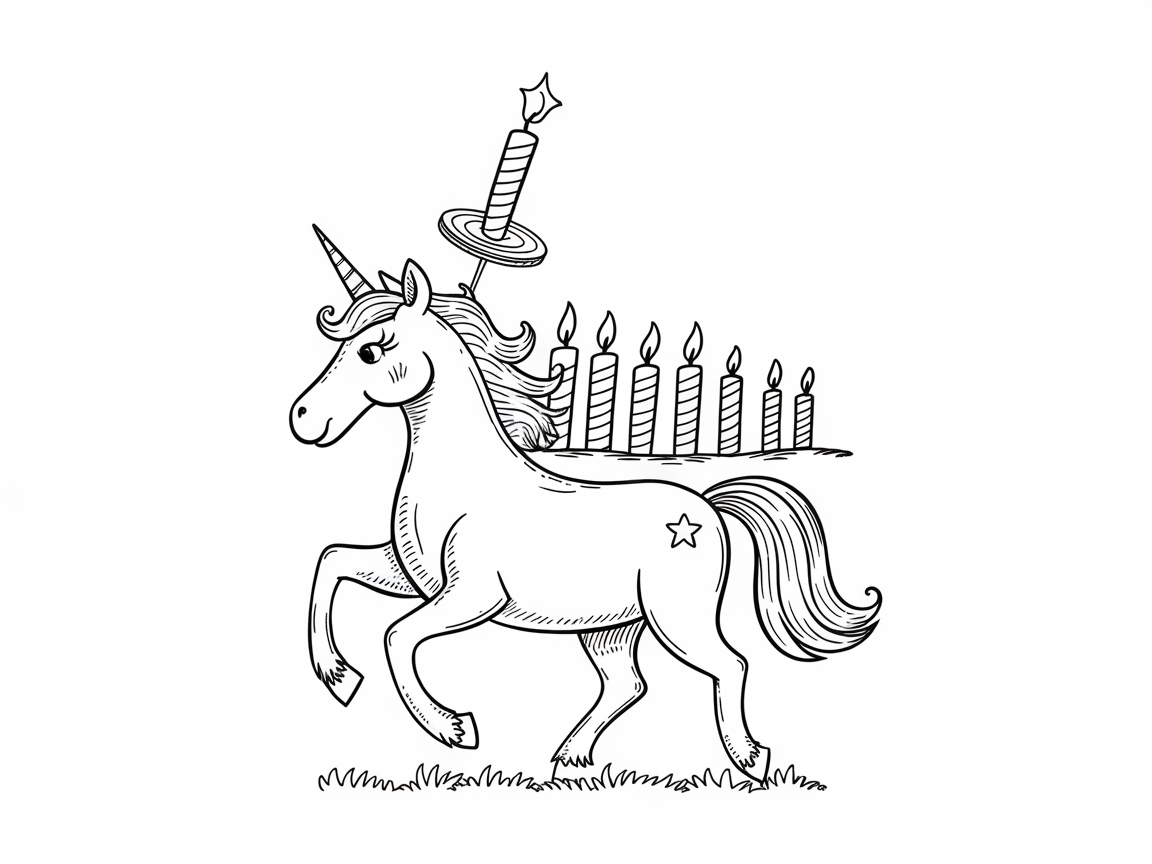 Enchanting Unicorn Birthday Celebration Scene to Color