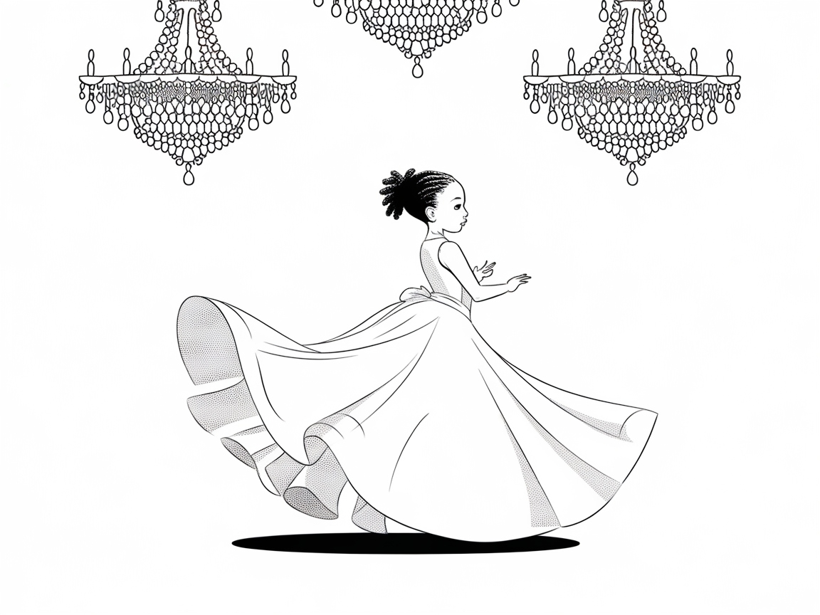Elegant Ballerina Beneath the Chandeliers