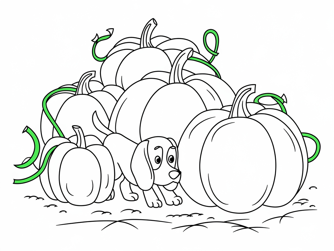 Adventurous Beagle in a Pumpkin Patch