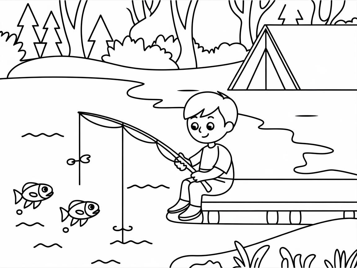 Wholesome Day by the Lake: Little Fisherman Story