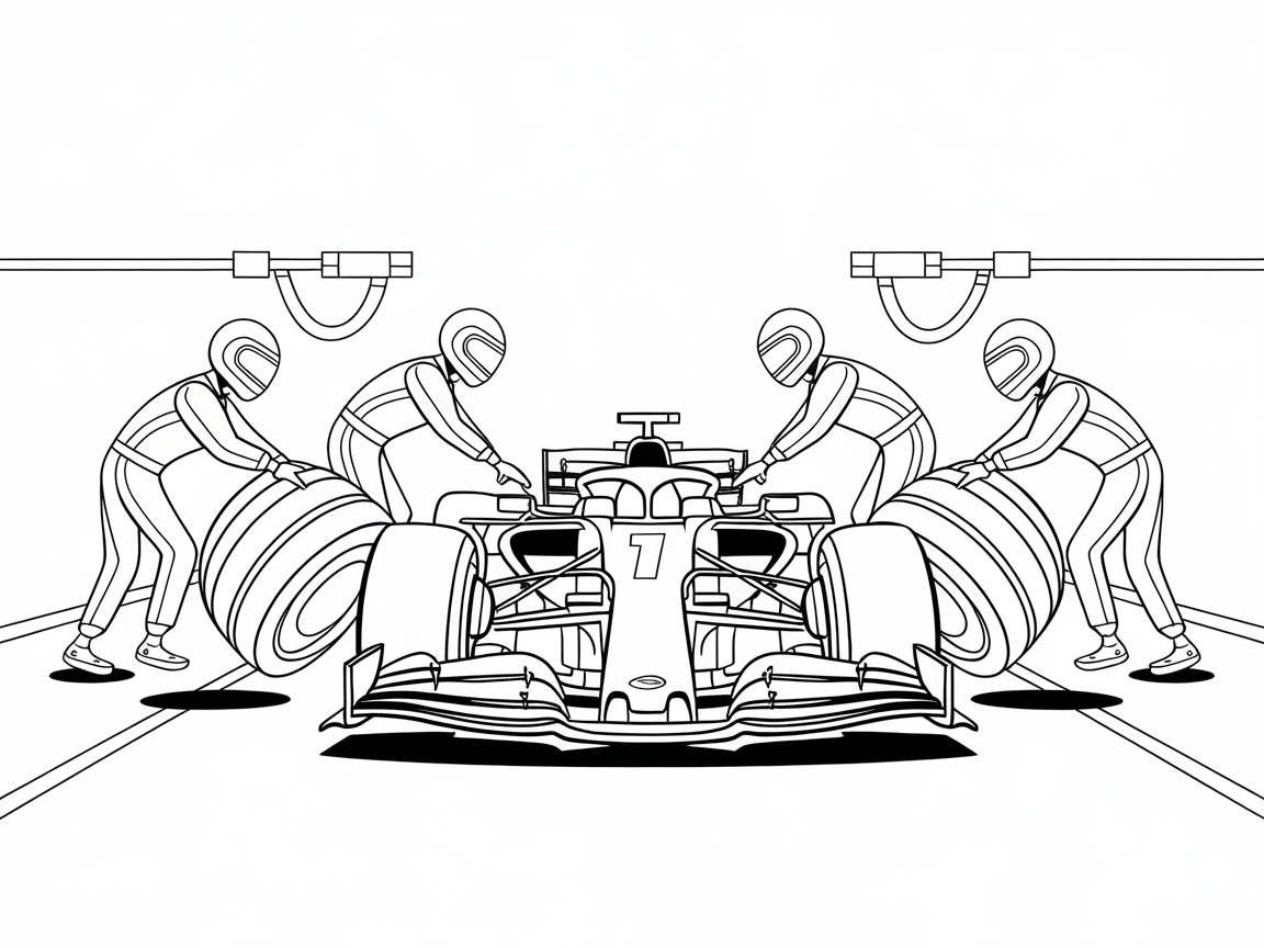 Pit Stop Action: Thrilling Formula Racing Scene